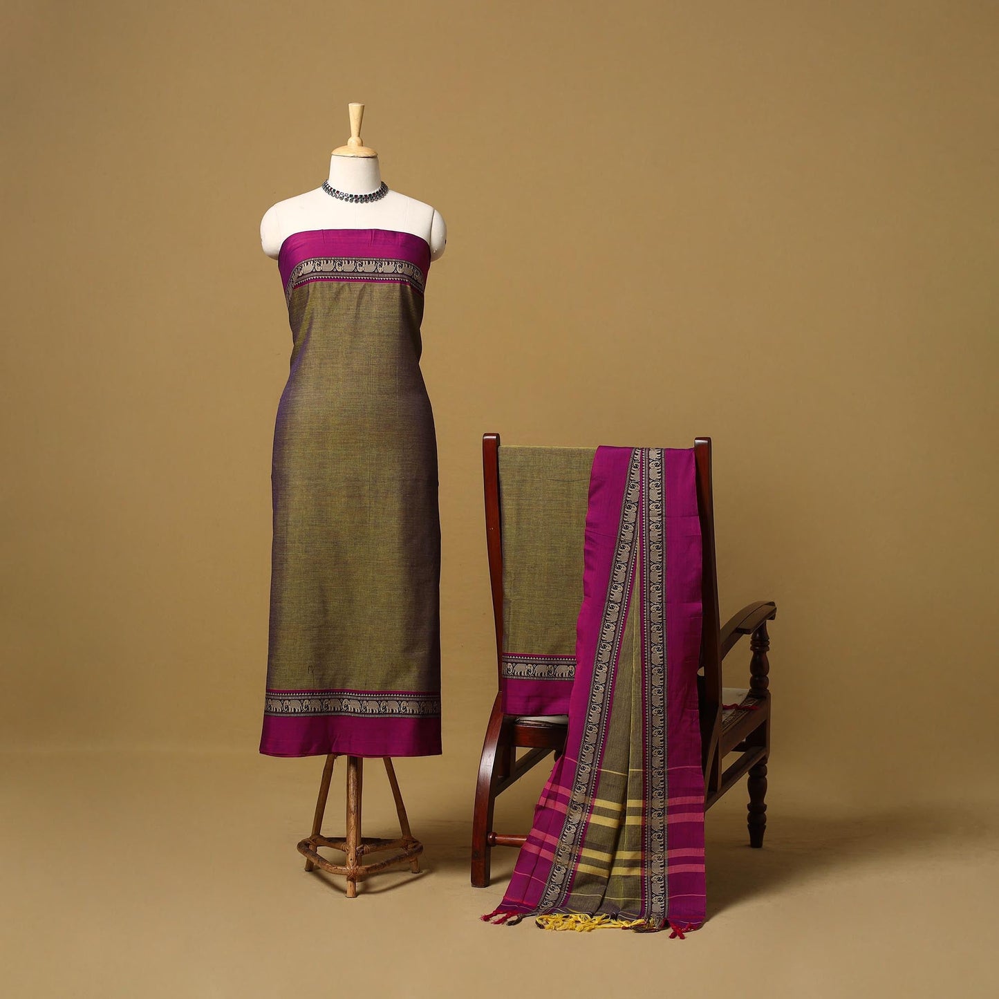 Dharwad cotton 3pc unstitched dress material with border 02