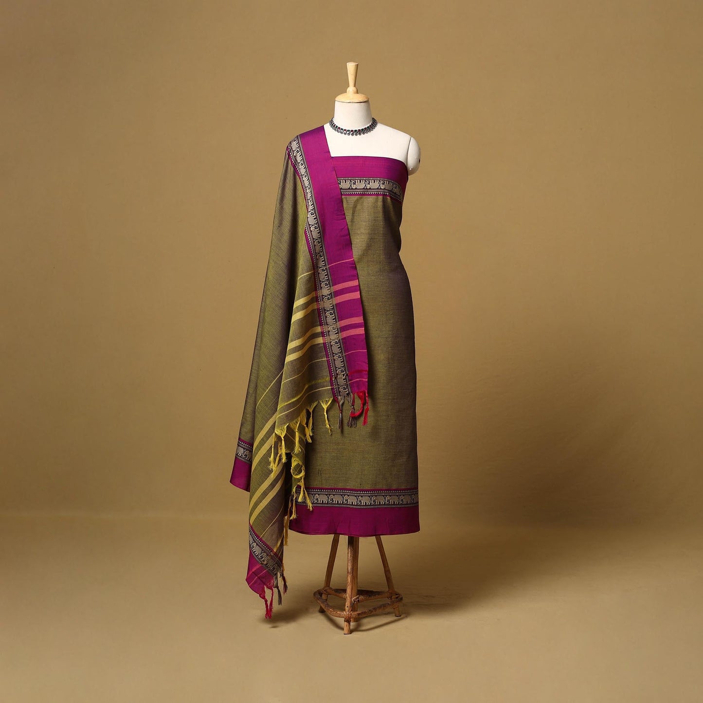 Dharwad cotton 3pc unstitched dress material with border 02