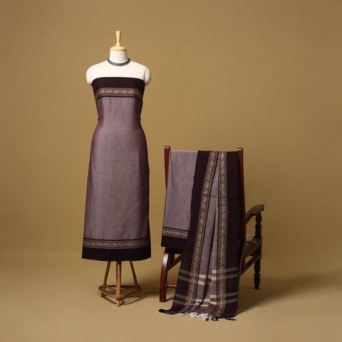 Dharwad cotton 3pc unstitched dress material with border 04