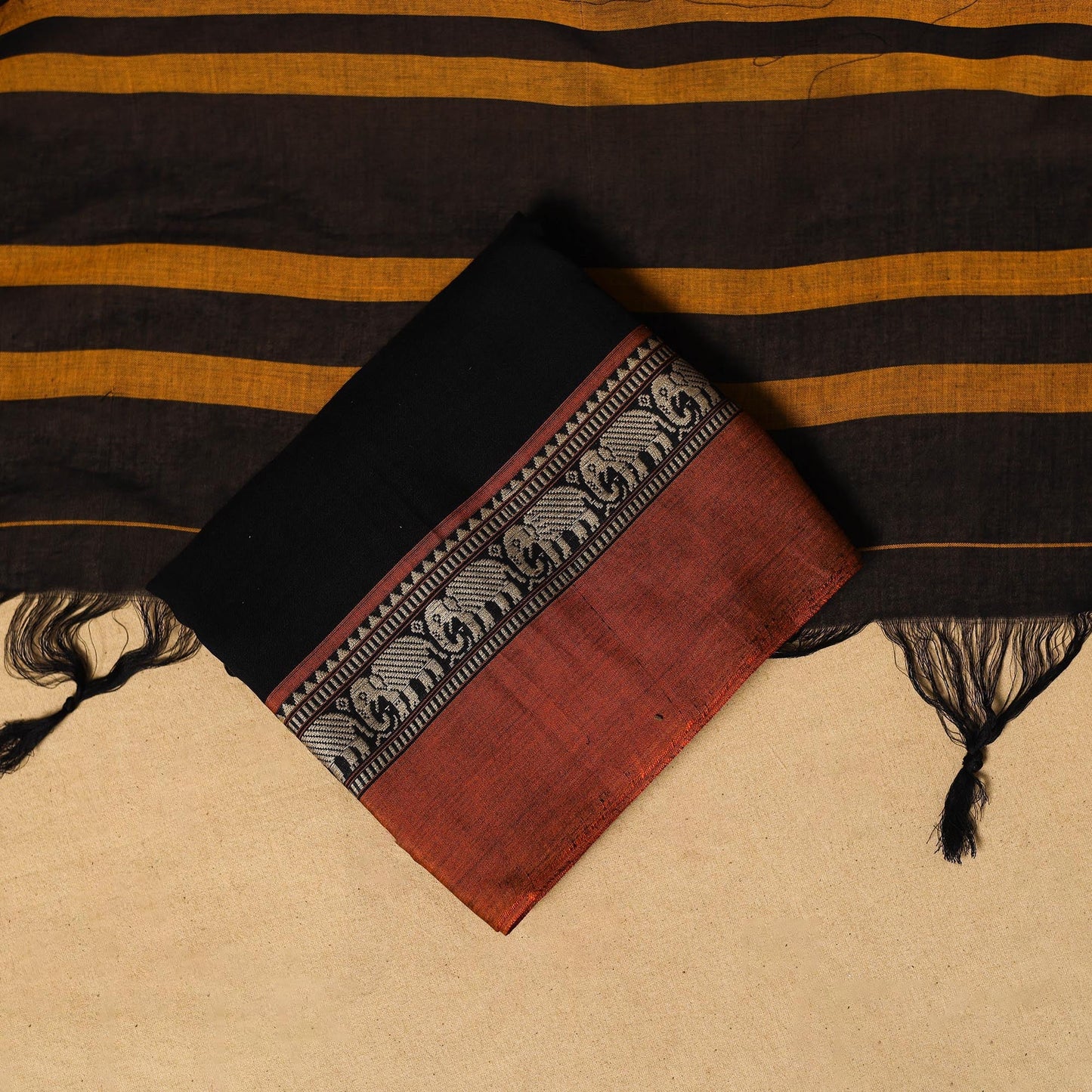 Dharwad cotton 3pc unstitched dress material with border 06