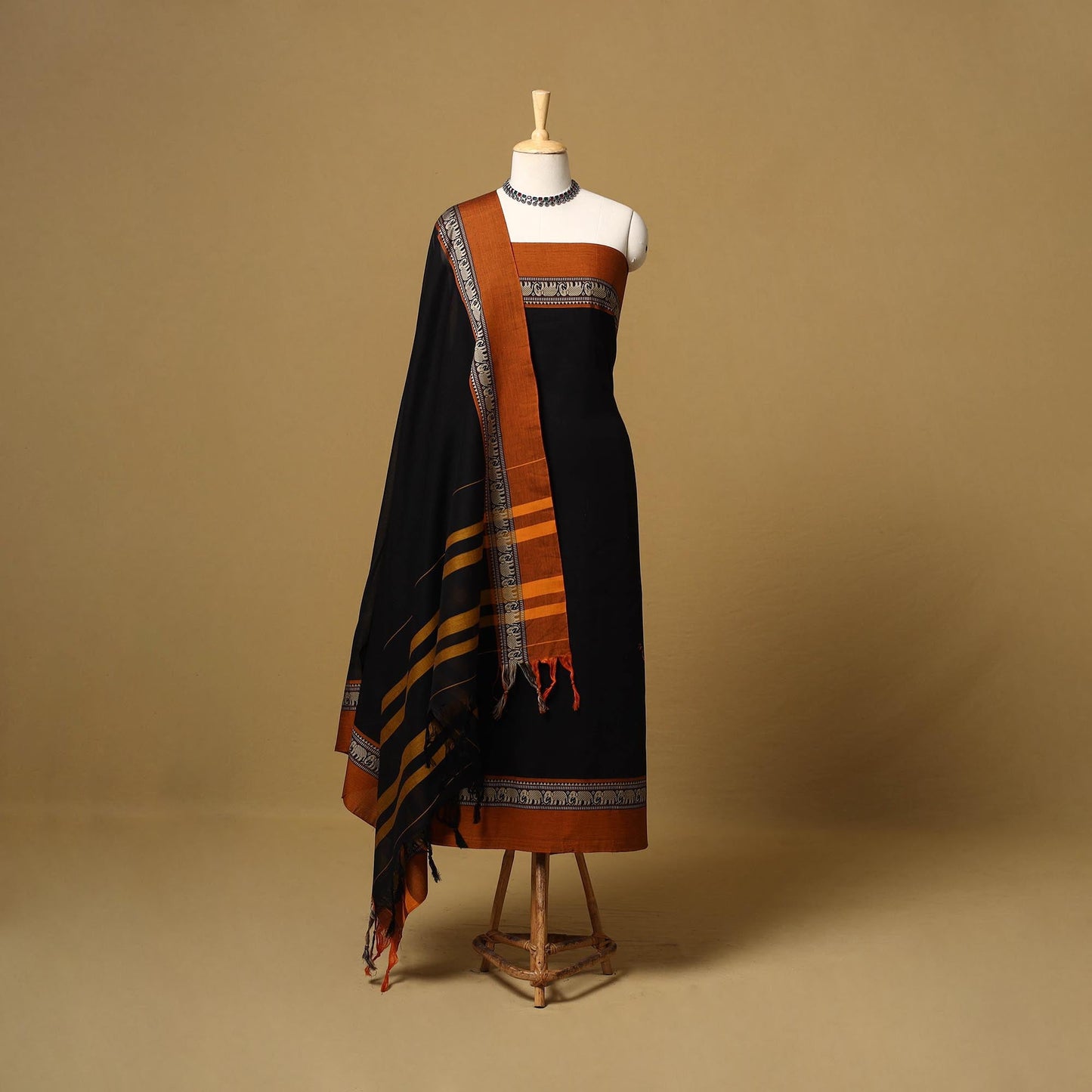 Dharwad cotton 3pc unstitched dress material with border 06