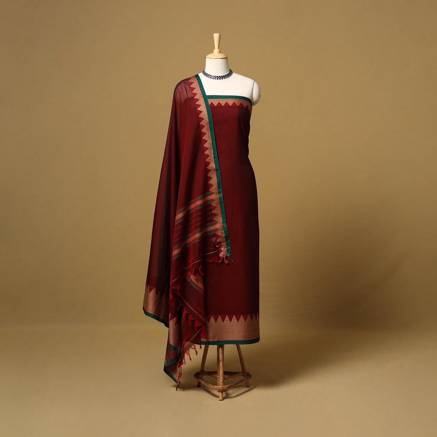 Dharwad cotton 3pc unstitched dress material with border 07