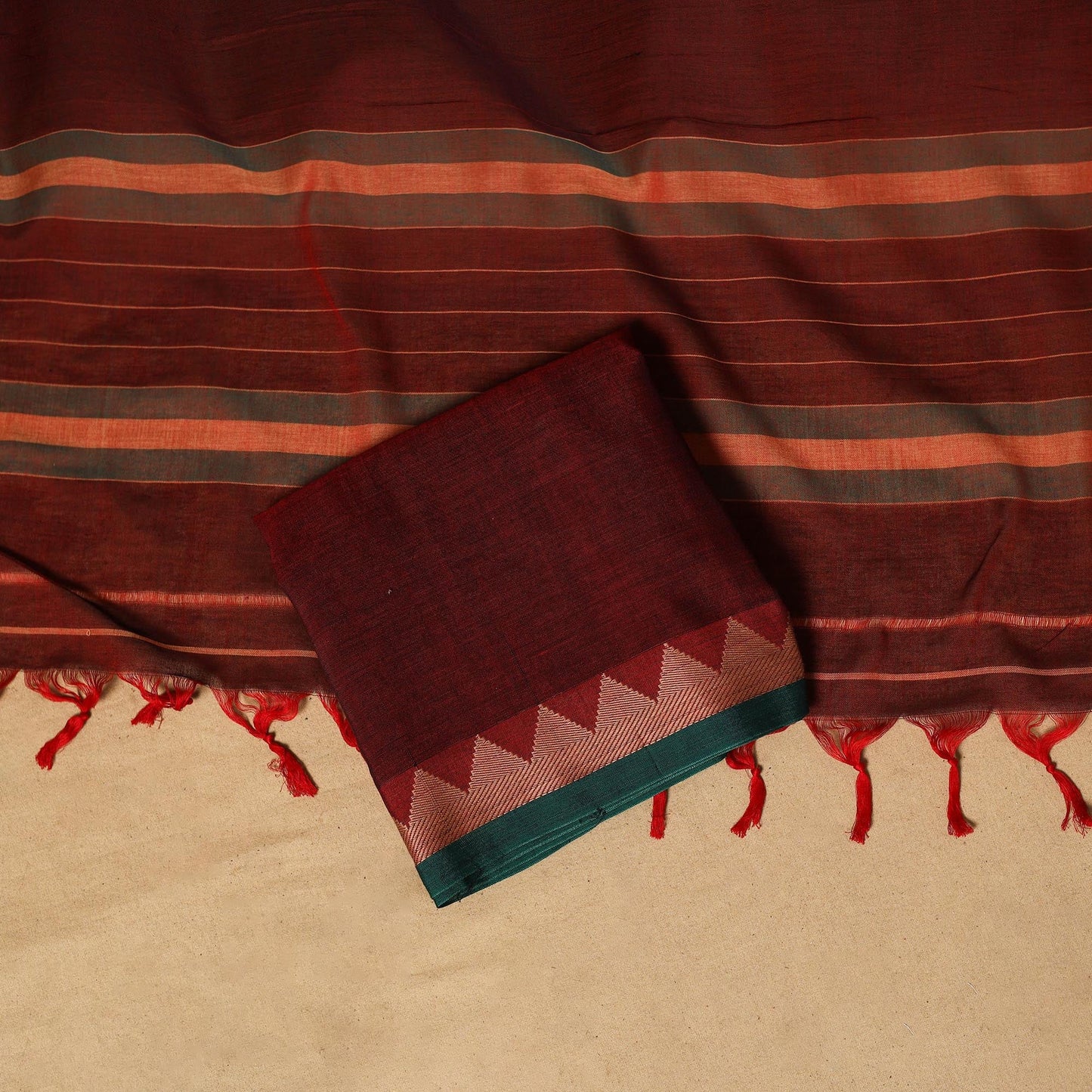 Dharwad cotton 3pc unstitched dress material with border 07