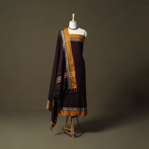 Dharwad cotton 3pc unstitched dress material with border 09