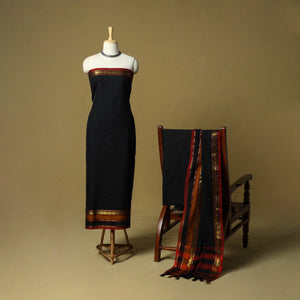 Dharwad cotton 3pc unstitched dress material with border