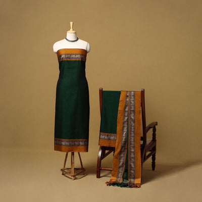 Dharwad cotton 3pc unstitched dress material with border 12