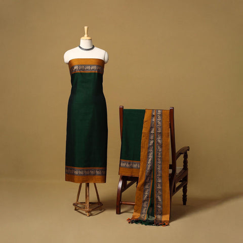 Dharwad cotton 3pc unstitched dress material with border 12