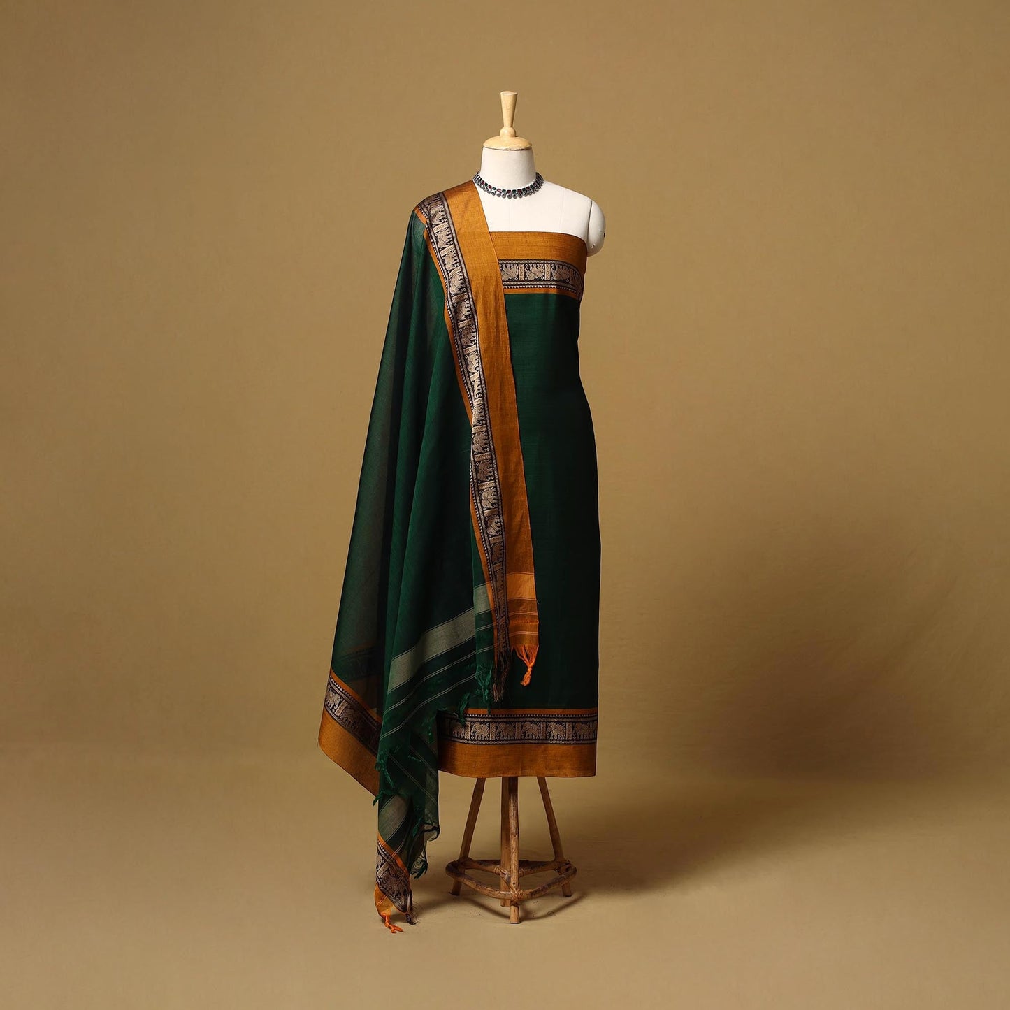 Dharwad cotton 3pc unstitched dress material with border 12