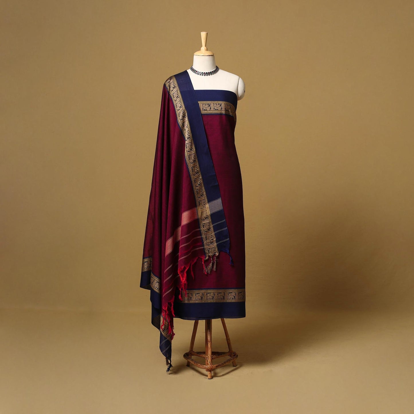 Dharwad cotton 3pc unstitched dress material with border 13