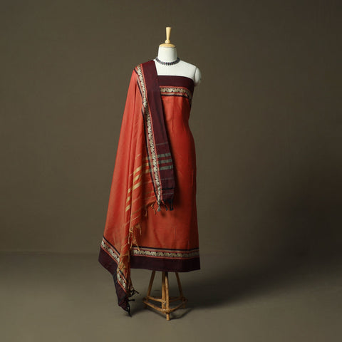 Dharwad cotton 3pc unstitched dress material with border 13