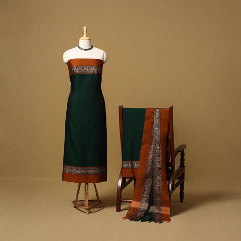 Dharwad cotton 3pc unstitched dress material with border 15