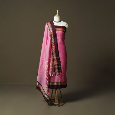 Dharwad cotton 3pc unstitched dress material with border 15