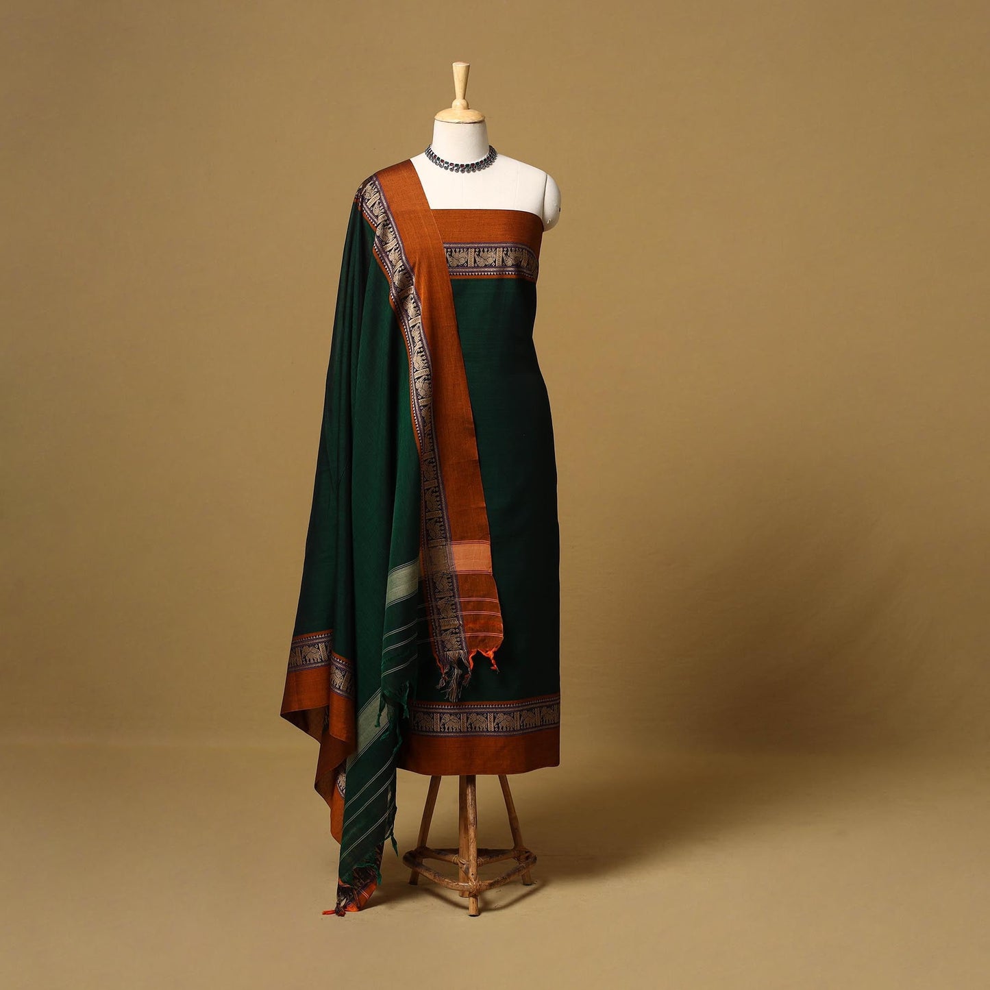 Dharwad cotton 3pc unstitched dress material with border 15