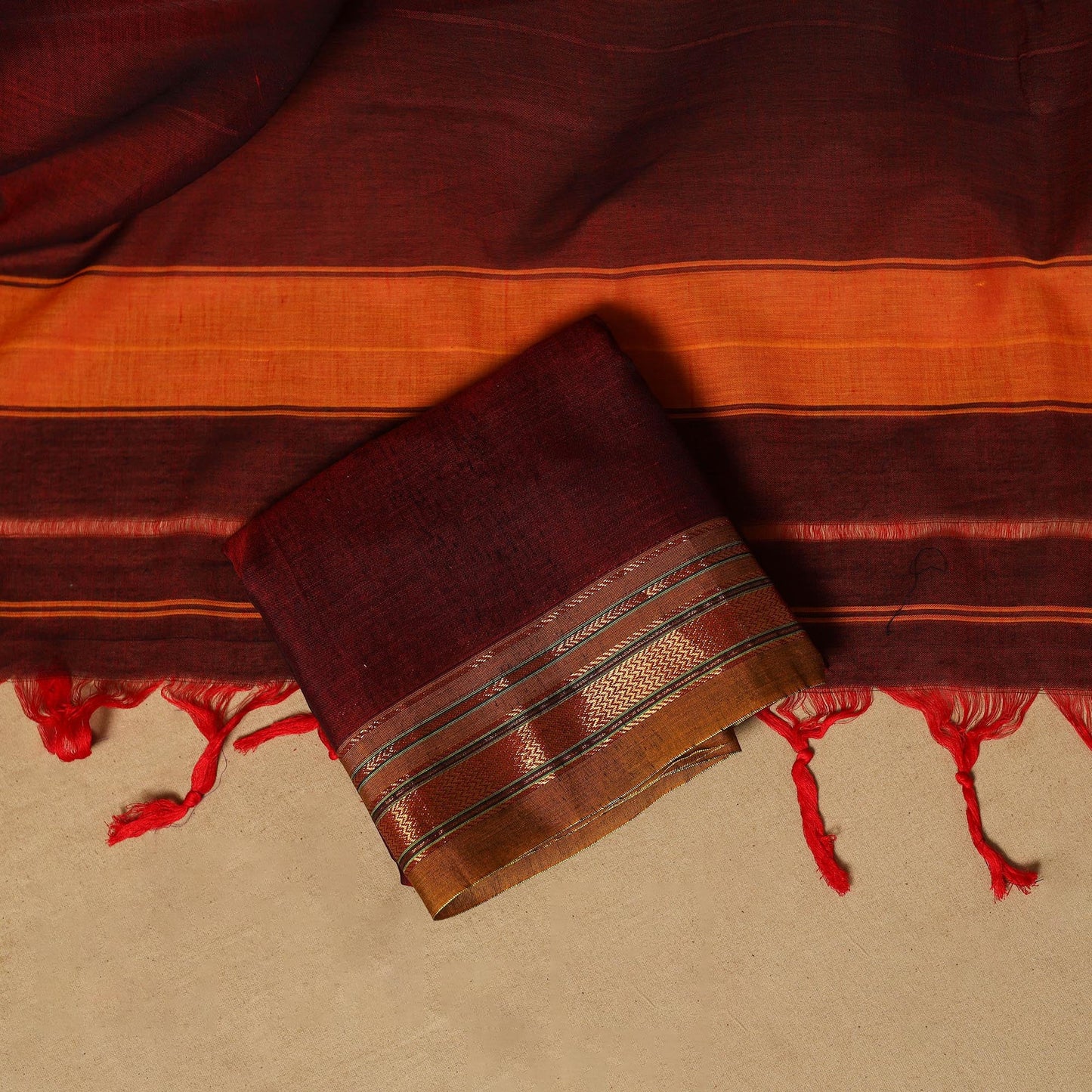 Dharwad cotton 3pc unstitched dress material with border 16