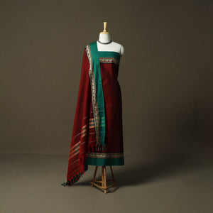 Dharwad cotton 3pc unstitched dress material with border 17