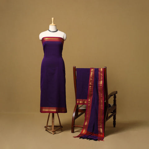 Dharwad cotton 3pc unstitched dress material with border 18