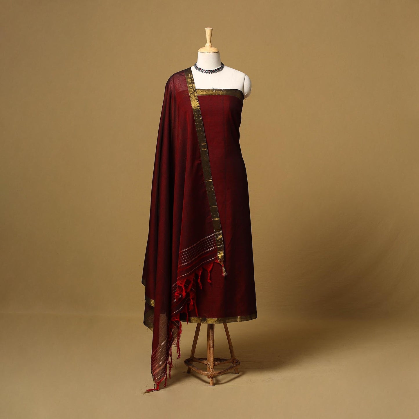 Dharwad cotton 3pc unstitched dress material with border 19