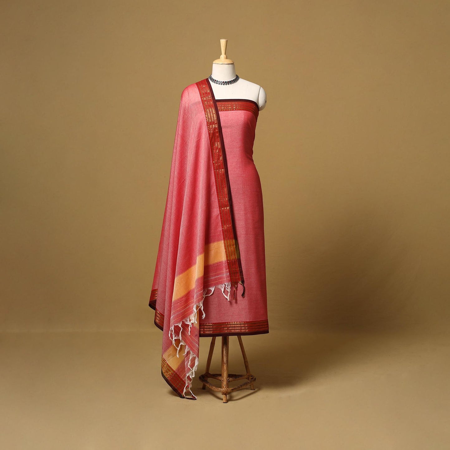 Dharwad cotton 3pc unstitched dress material with border 26