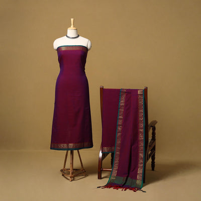 Dharwad cotton 3pc unstitched dress material with border 27