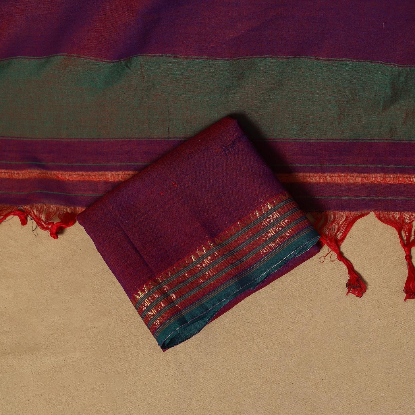 Dharwad cotton 3pc unstitched dress material with border 27