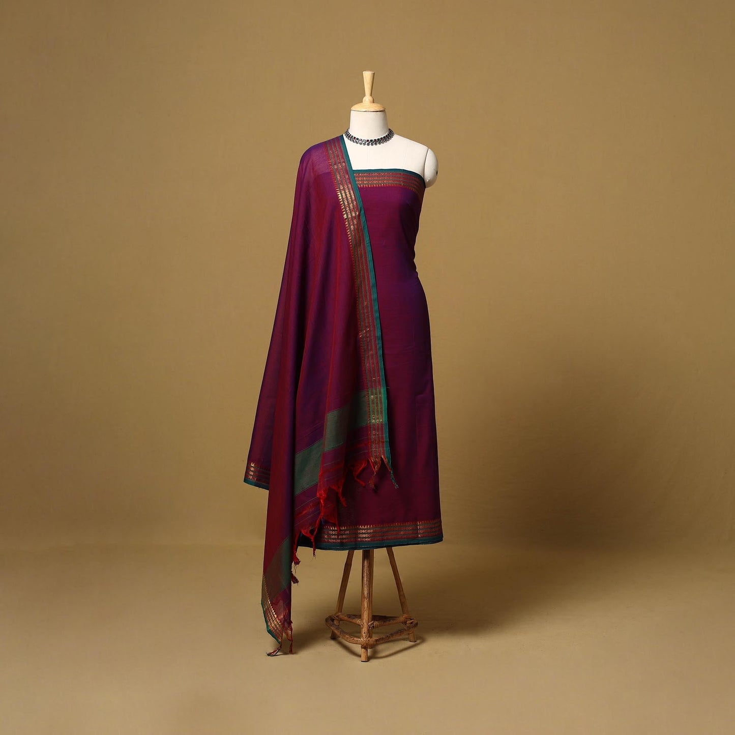 Dharwad cotton 3pc unstitched dress material with border 27