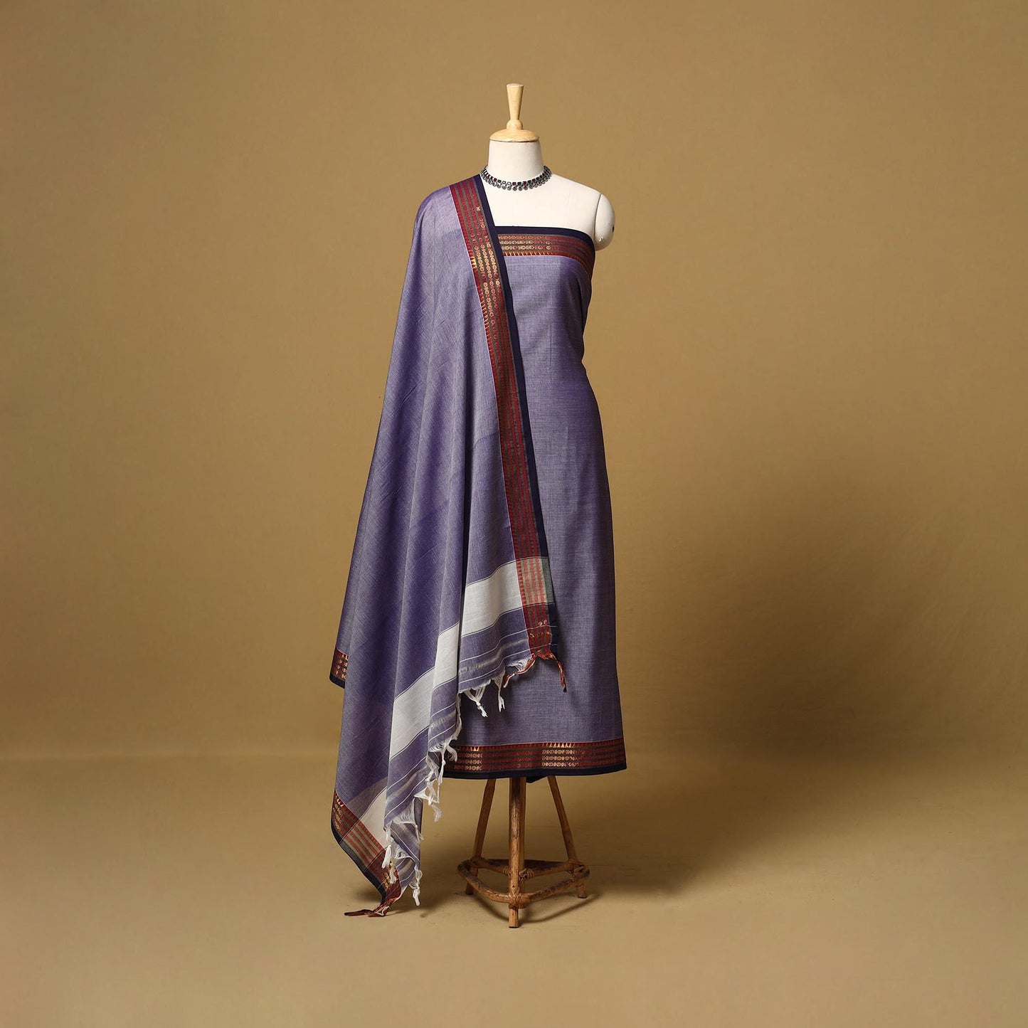 Dharwad cotton 3pc unstitched dress material with border 28