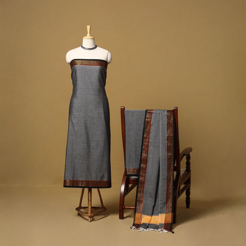 Dharwad cotton 3pc unstitched dress material with border 29