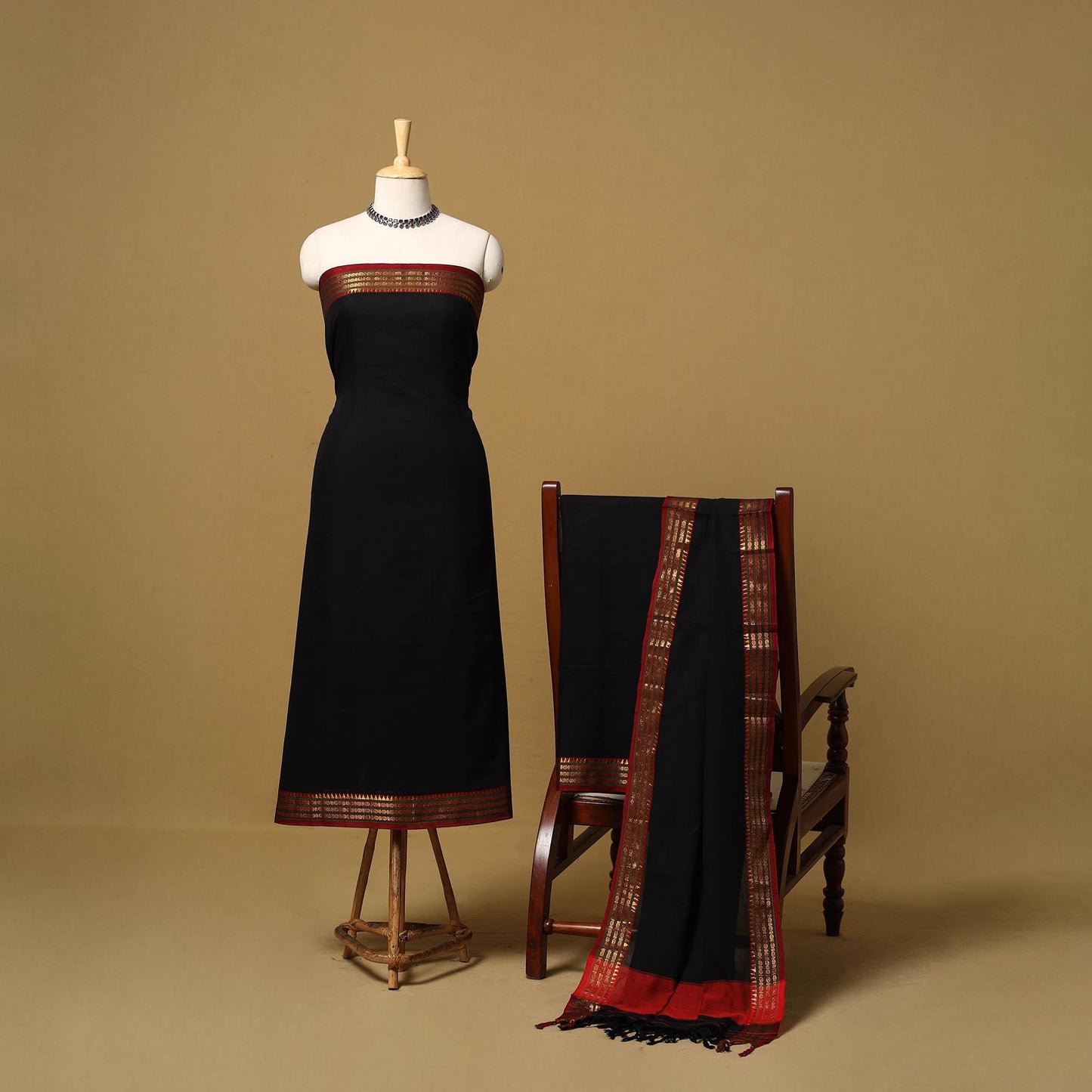 Dharwad cotton 3pc unstitched dress material with border 31