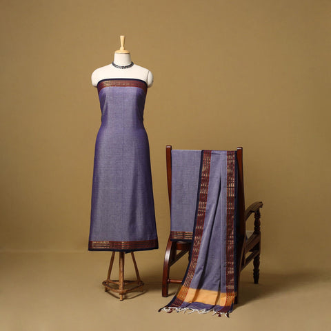 Dharwad cotton 3pc unstitched dress material with border 35