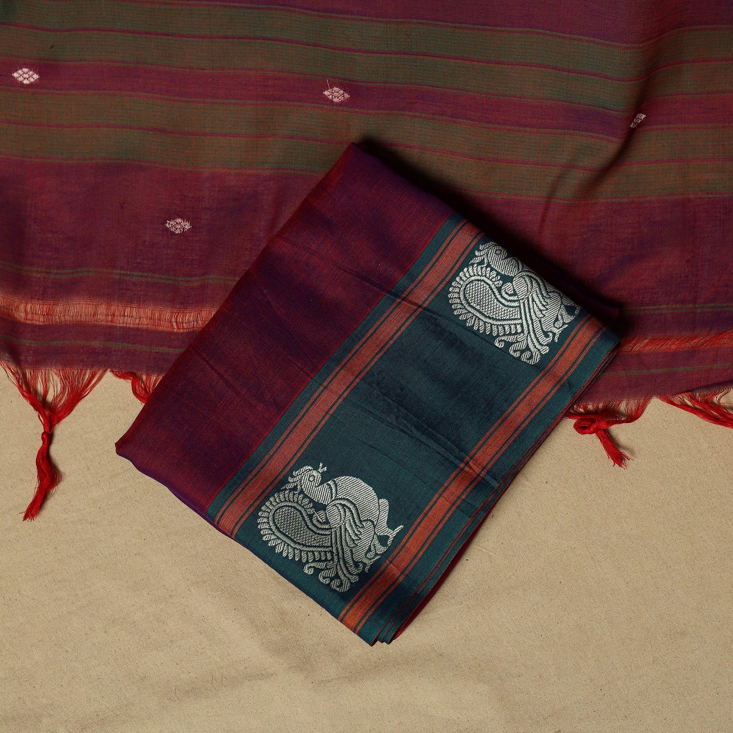 Dharwad cotton 3pc unstitched dress material with border 37