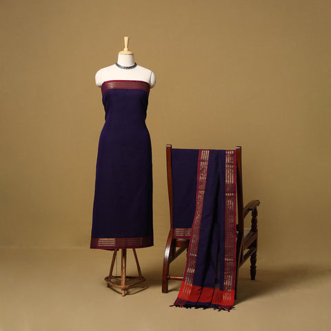 Dharwad cotton 3pc unstitched dress material with border 37