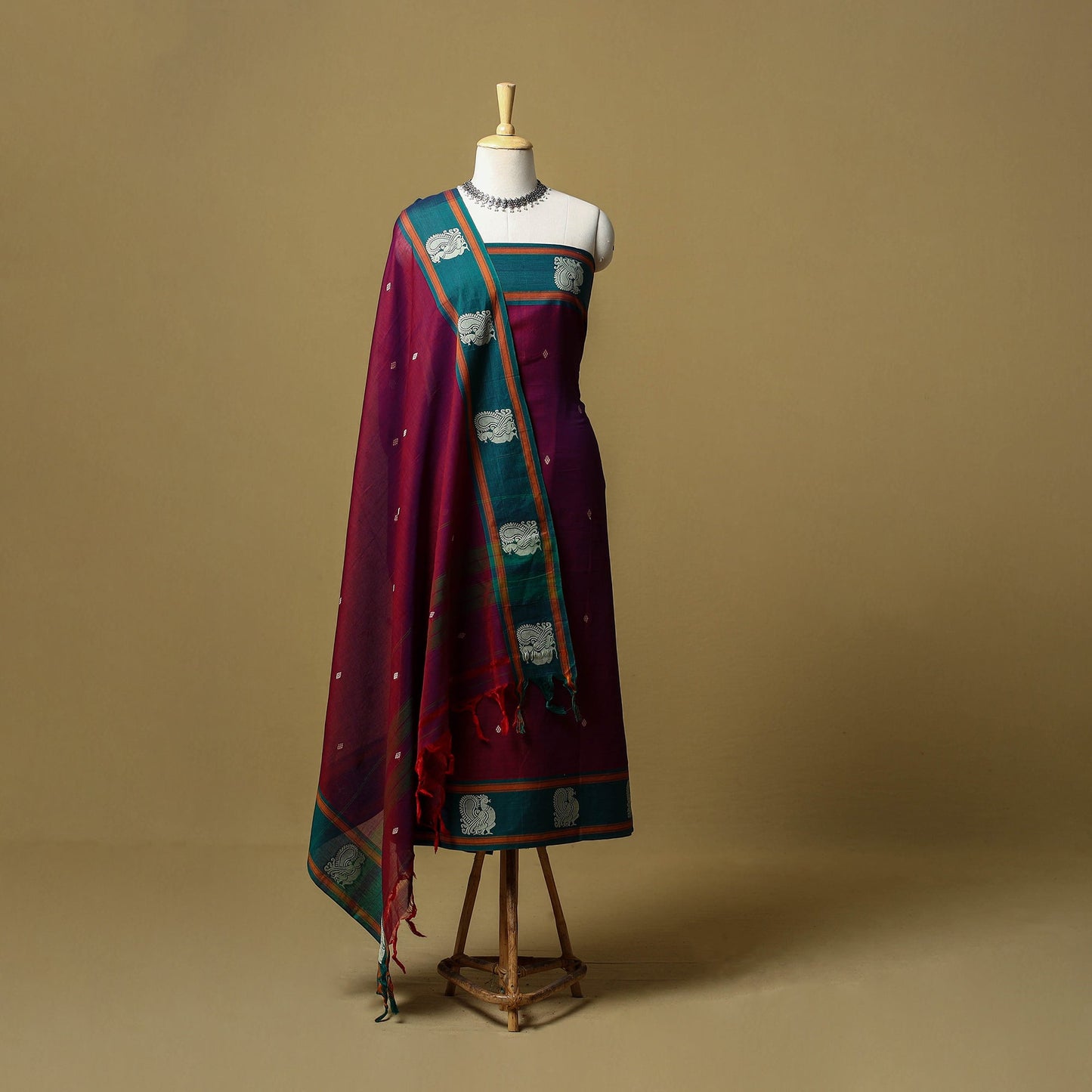 Dharwad cotton 3pc unstitched dress material with border 37