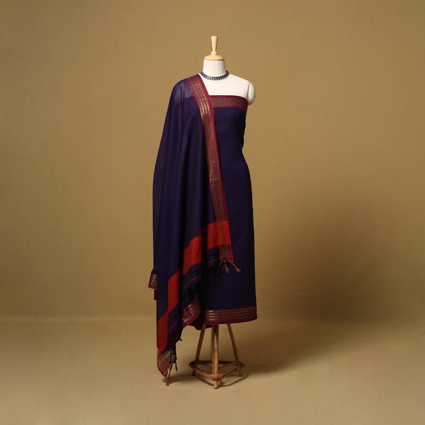 Dharwad cotton 3pc unstitched dress material with border 37