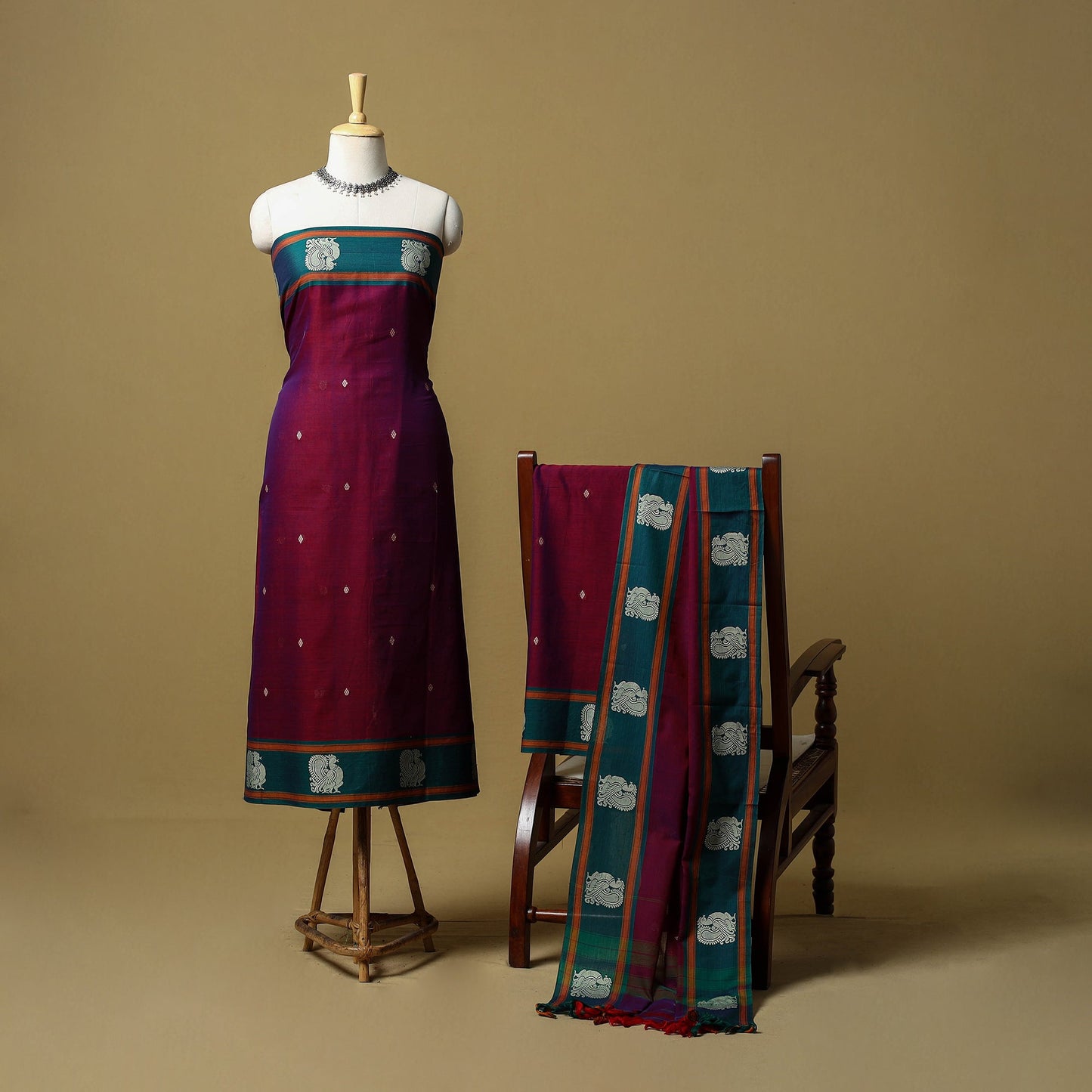 Dharwad cotton 3pc unstitched dress material with border 37