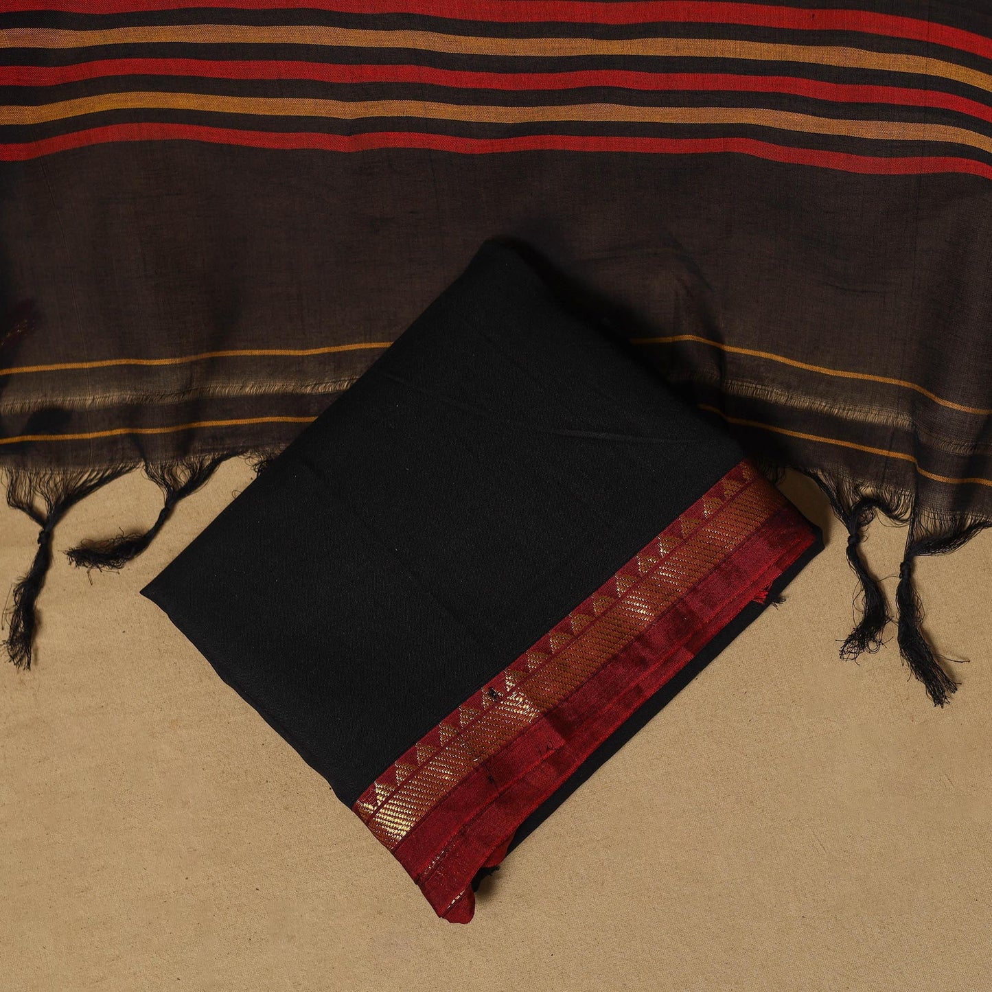 Dharwad cotton 3pc unstitched dress material with border 39