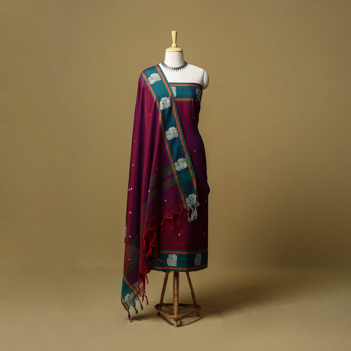 Dharwad cotton 3pc unstitched dress material with border 40