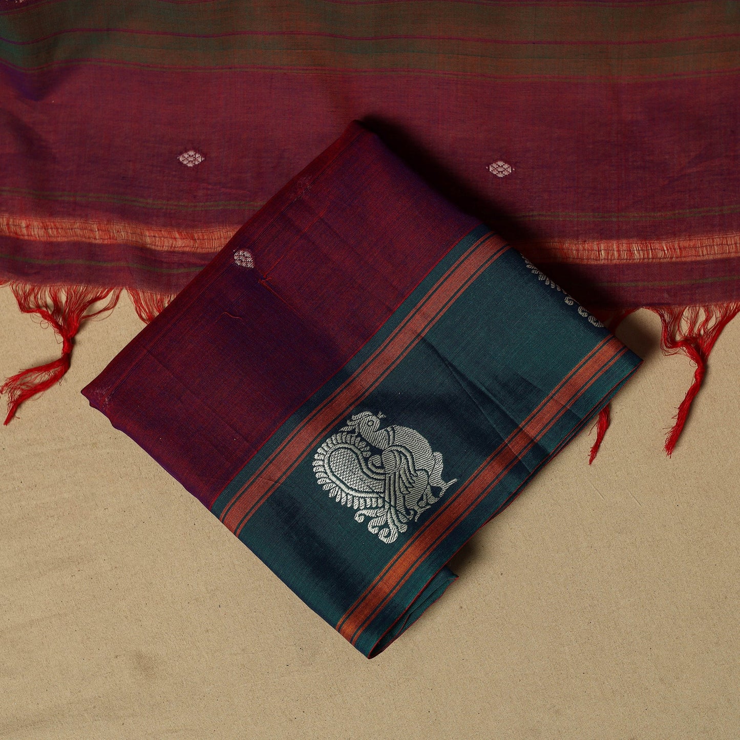 Dharwad cotton 3pc unstitched dress material with border 40