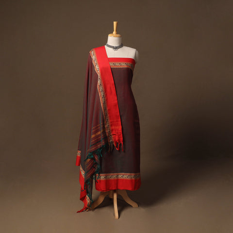 Dharwad cotton 3pc unstitched dress material with border 41