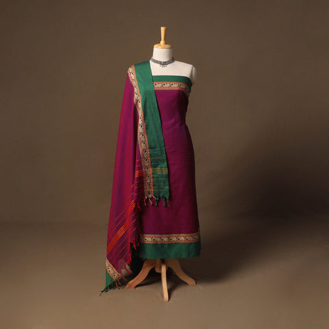 Dharwad cotton 3pc unstitched dress material with border 42