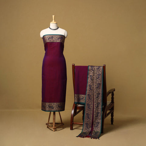 Dharwad cotton 3pc unstitched dress material with border 42