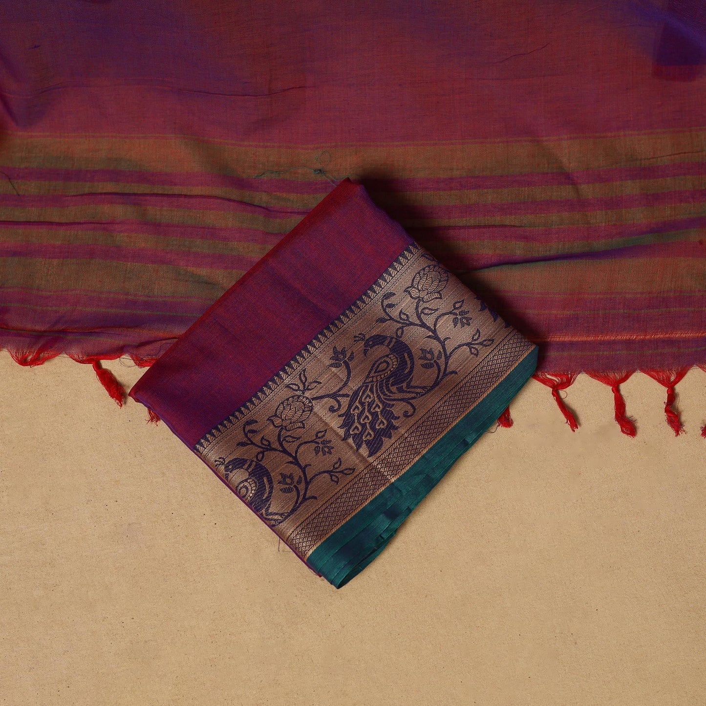 Dharwad cotton 3pc unstitched dress material with border 42