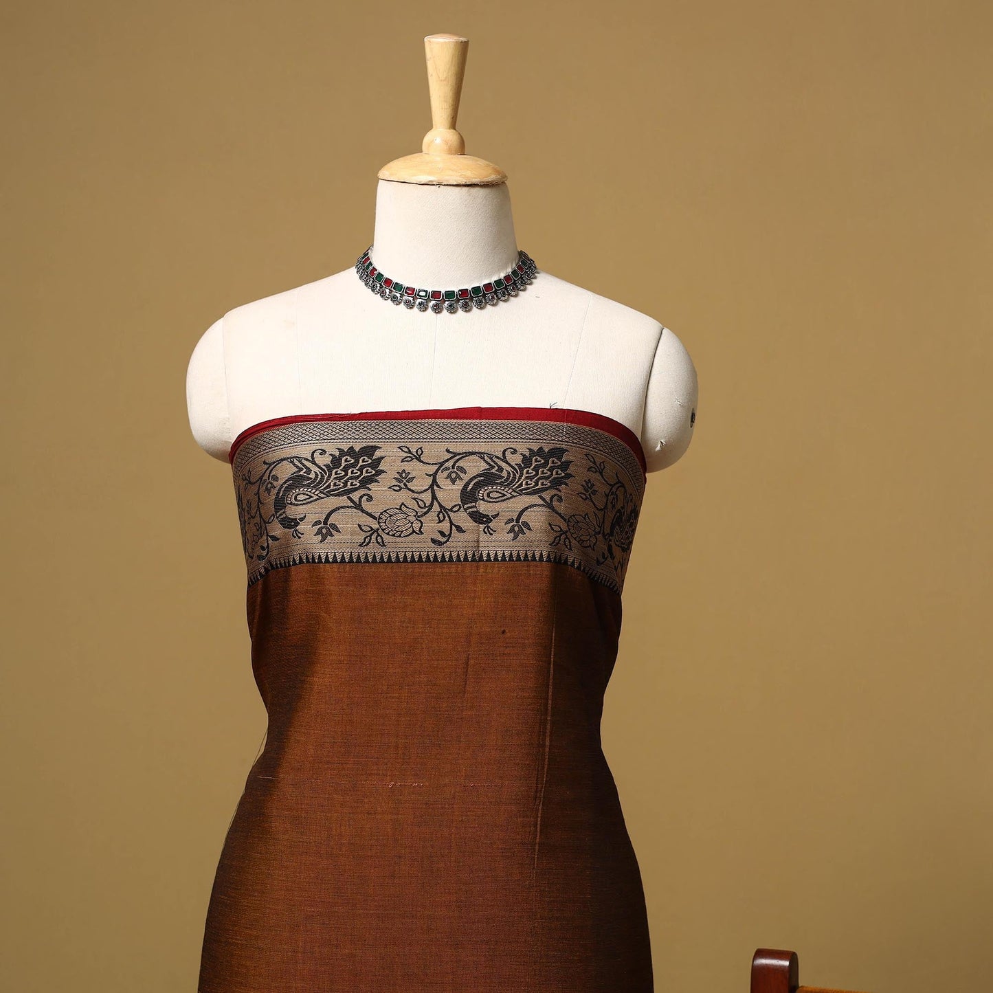 Dharwad cotton 3pc unstitched dress material with border 45