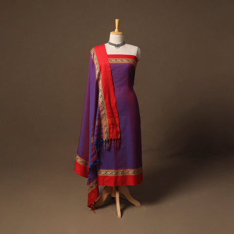 Dharwad cotton 3pc unstitched dress material with border 45