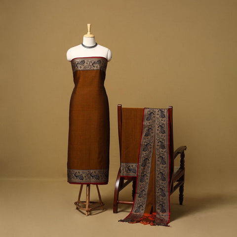 Dharwad cotton 3pc unstitched dress material with border 45