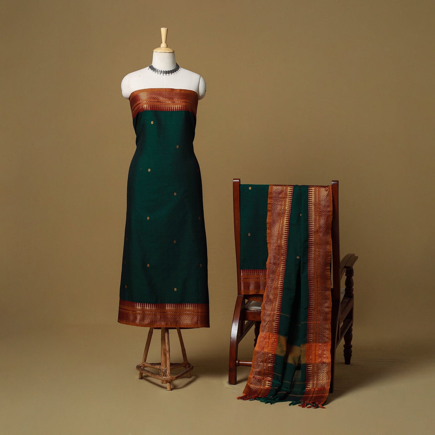 Dharwad cotton 3pc unstitched dress material with border 47