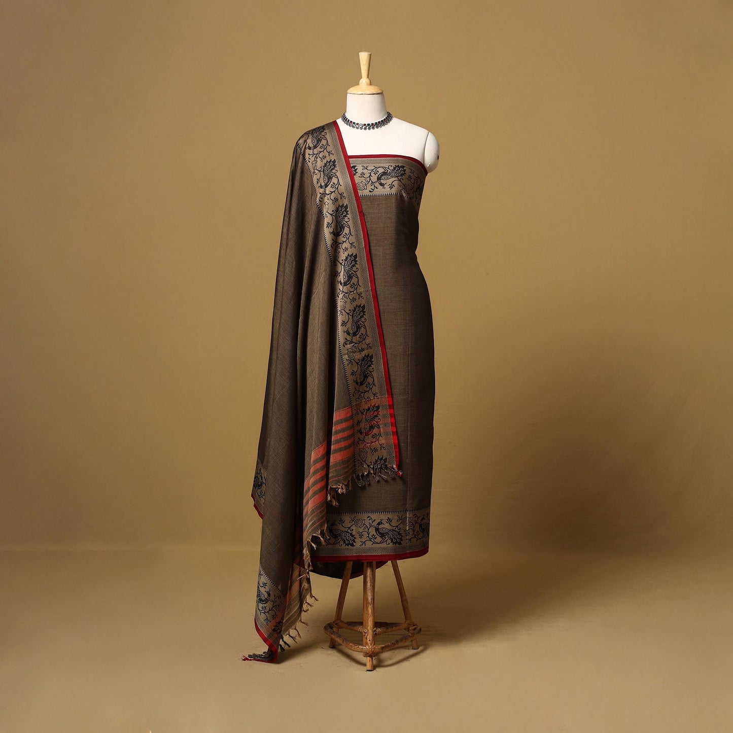 Dharwad cotton 3pc unstitched dress material with border 50