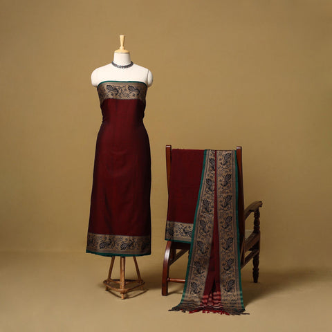 Dharwad cotton 3pc unstitched dress material with border 52