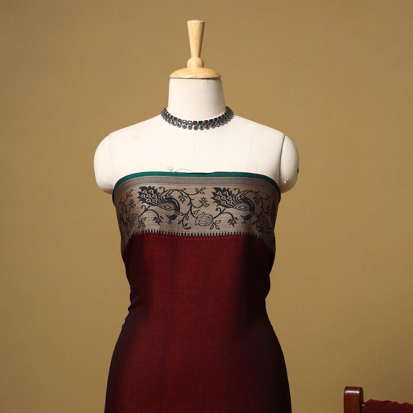 Dharwad cotton 3pc unstitched dress material with border 52