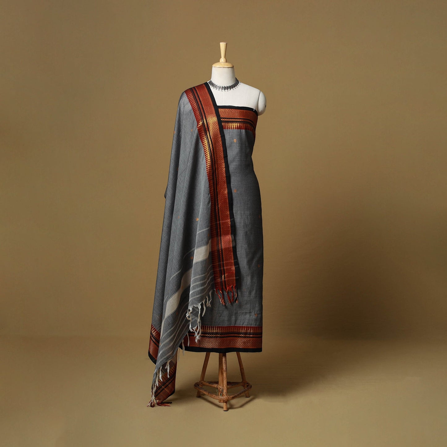 Dharwad cotton 3pc unstitched dress material with border 53