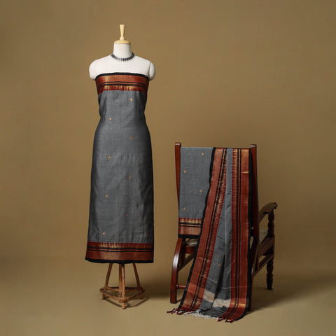 Dharwad cotton 3pc unstitched dress material with border 53